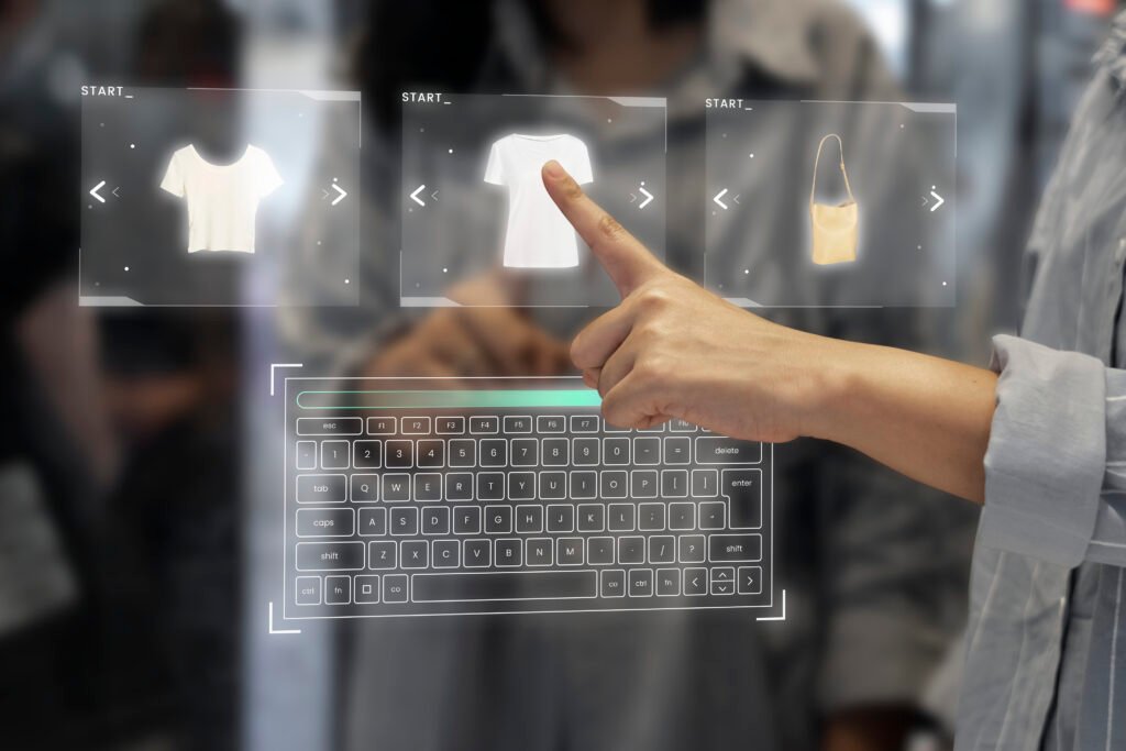 digital wardrobe on a transparent screen